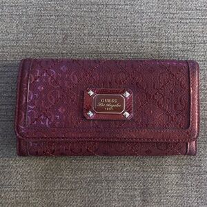 Guess Burgundy Logo Pattern Wallet